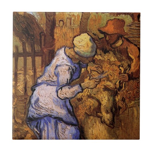 Schaapscheerders (naar Millet) door Vincent van Go Tegeltje (Voorkant)