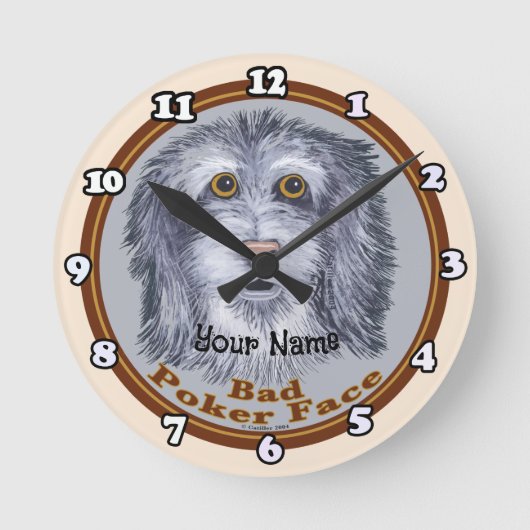 Schaapshond Pokerface Ronde Klok (Voorkant)