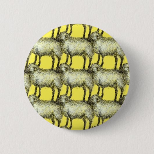 Schaapskuddepatroon getekend in een popartstijl ronde button 5,7 cm (Voorkant)