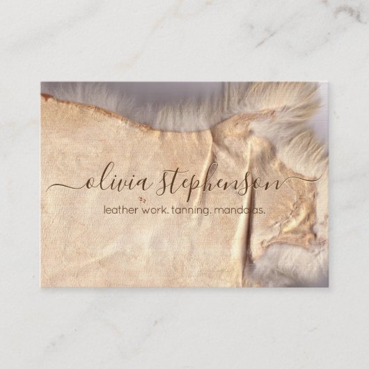 Schaapsleer gelooid leer leer visitekaartje (Voorkant)