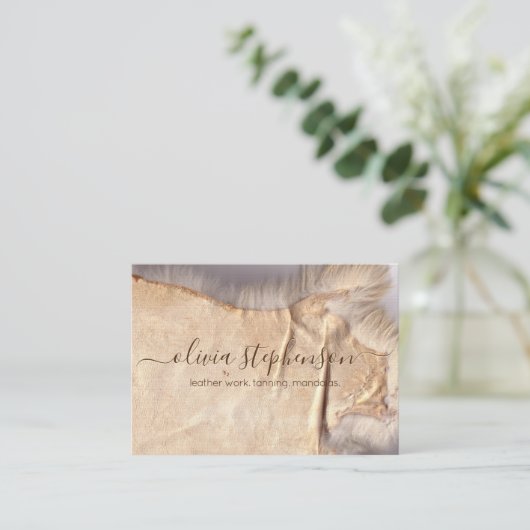 Schaapsleer gelooid leer leer visitekaartje (Staand voorkant)