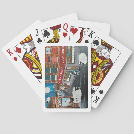 Schaapstad schilderij van Alfred Fox Pokerkaarten (Achterkant)