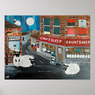 Schaapstad Schilderij van Alfred Fox Poster