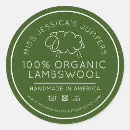 Schaapswol product groen wit brei bedrijf ronde sticker