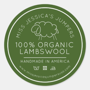 Schaapswol product groen wit brei bedrijf ronde sticker