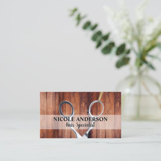 schaar | Achtergrond hout Visitekaartje (Staand voorkant)