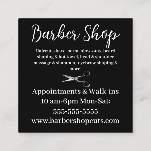  schaar Barber of Salon Visitekaartje (Achterkant)