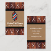 schaar | Barber Pole | Hout Visitekaartje (Voorkant / Achterkant)