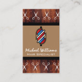 schaar | Barber Pole | Hout Visitekaartje (Voorkant)