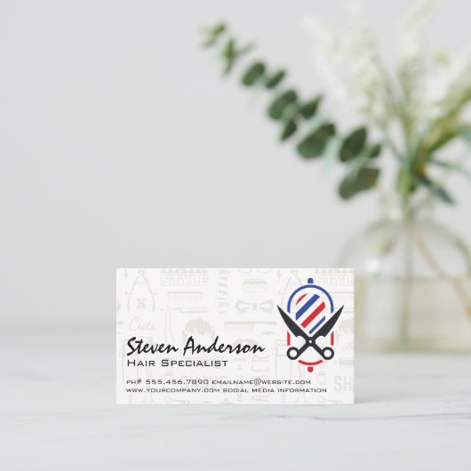 schaar | Barber Pole Visitekaartje (Staand voorkant)