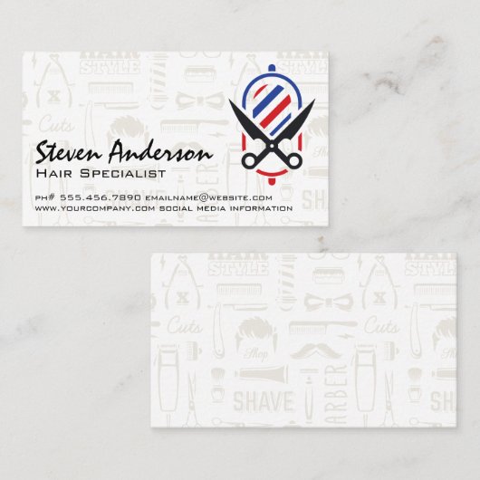 schaar | Barber Pole Visitekaartje (Voorkant / Achterkant)