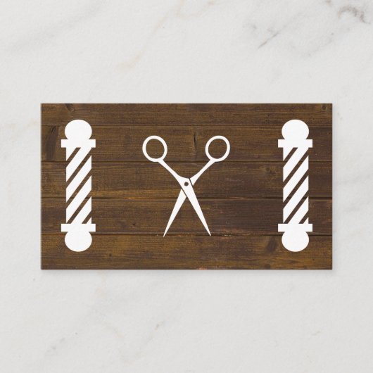 schaar | Barber Poles | Hout | QR-code Afsprakenkaartje (Voorkant)