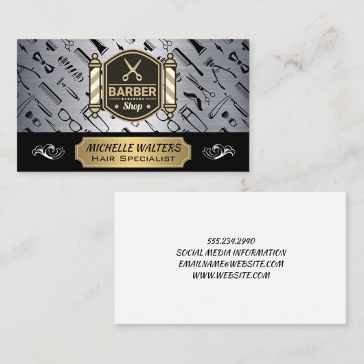 schaar | Barberpoten en gereedschap Visitekaartje (Voorkant / Achterkant)