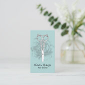 Schaar & Bloemenhaarstylist Mint Blue Visitekaartje (Staand voorkant)