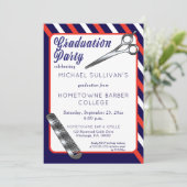 schaar | Comb Barber School Graduparty Kaart (Staand voorkant)