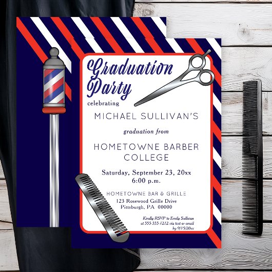 schaar | Comb Barber School Graduparty Kaart