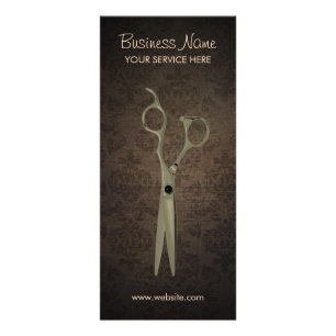  schaar Dark Damask Background Hair Salon Reclamekaart