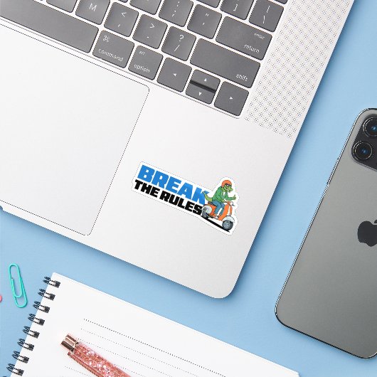 Schaar de Regels Door Sticker (Laptop met iPhone)