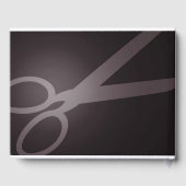 schaar | Donkerbruin en wit | kapsalon Gastenboek (Achterkant)