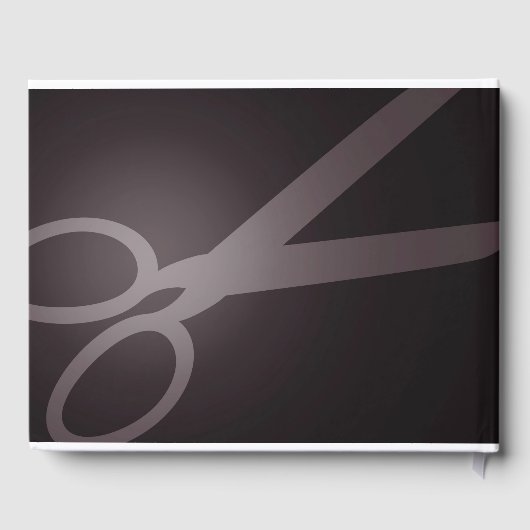 schaar | Donkerbruin en wit | kapsalon Gastenboek (Achterkant)