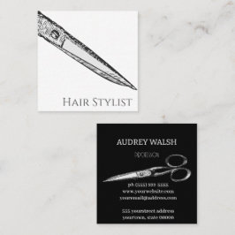  schaar, eenvoudig modern zwart-wit geslacht vierkante visitekaartje