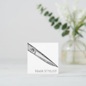  schaar, eenvoudig modern zwart-wit geslacht vierkante visitekaartje (Staand voorkant)