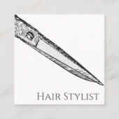  schaar, eenvoudig modern zwart-wit geslacht vierkante visitekaartje (Voorkant)