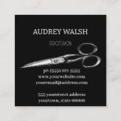  schaar, eenvoudig modern zwart-wit geslacht vierkante visitekaartje (Achterkant)