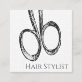  schaar, eenvoudig modern zwart-wit vierkante visitekaartje (Voorkant)