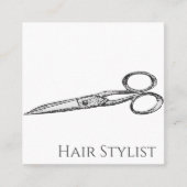 schaar, eenvoudig modern zwart-wit vierkante visitekaartje (Voorkant)