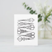  schaar Elegant Black White Decorative Briefkaart (Staand voorkant)