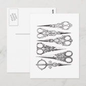  schaar Elegant Black White Decorative Briefkaart (Voorkant / Achterkant)