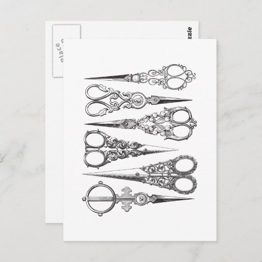 schaar Elegant Black White Decorative Briefkaart (Voorkant / Achterkant)