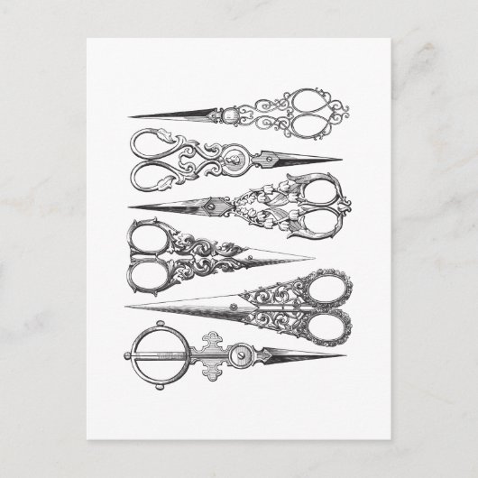  schaar Elegant Black White Decorative Briefkaart (Voorkant)