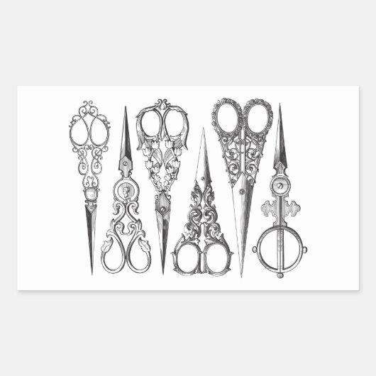  schaar Elegant Black White Decorative Rechthoekige Sticker (Voorkant)