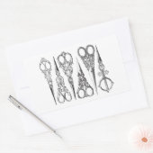  schaar Elegant Black White Decorative Rechthoekige Sticker (Envelop)