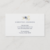 Schaar en blauwe bloemendecor visitekaartje (Achterkant)