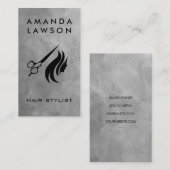 Schaar en haarlogo | Grijs waterverf Visitekaartje (Voorkant / Achterkant)