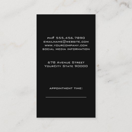 Schaar- en haarspelden afsprakenkaartje (Achterkant)