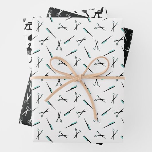Schaar- en haarstaafpatronen inpakpapier vel (In situ)