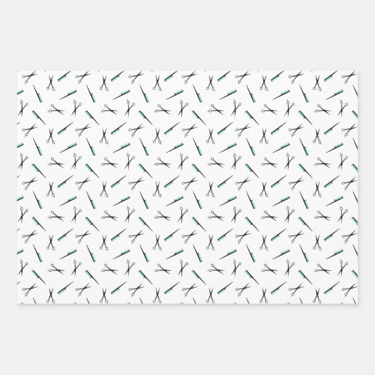 Schaar- en haarstaafpatronen inpakpapier vel (Voorkant)