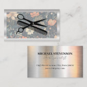 Schaar en kam | Bloemen patroon achtergrond Visitekaartje (Voorkant / Achterkant)