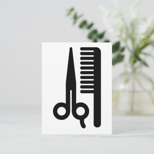 Schaar en kam briefkaart (Staand voorkant)