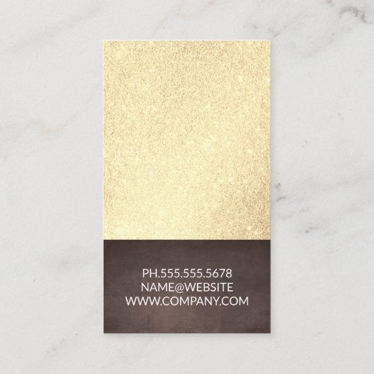 Schaar en Kam Elegante Glitter Bruine Textuur Visitekaartje (Achterkant)