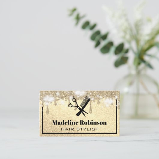 Schaar en kam | Glitter en Sparkle Visitekaartje (Staand voorkant)