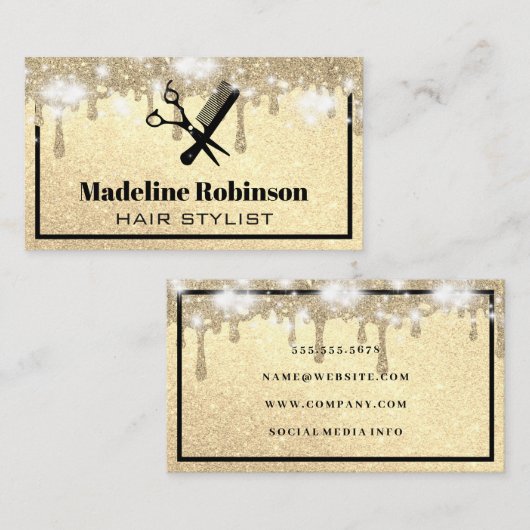 Schaar en kam | Glitter en Sparkle Visitekaartje (Voorkant / Achterkant)