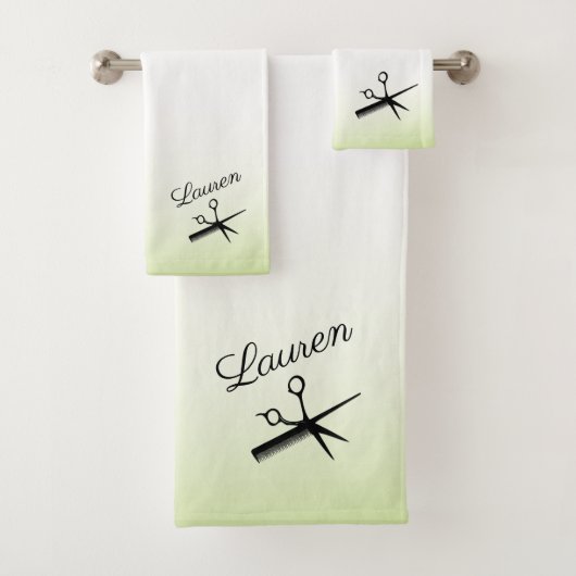 Schaar en kam groen bad handdoek (Insitu)