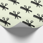 Schaar en Kam Groen Cadeaupapier (Hoek)