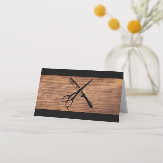 Schaar en kam | Hout Afsprakenkaart (Voorkant)