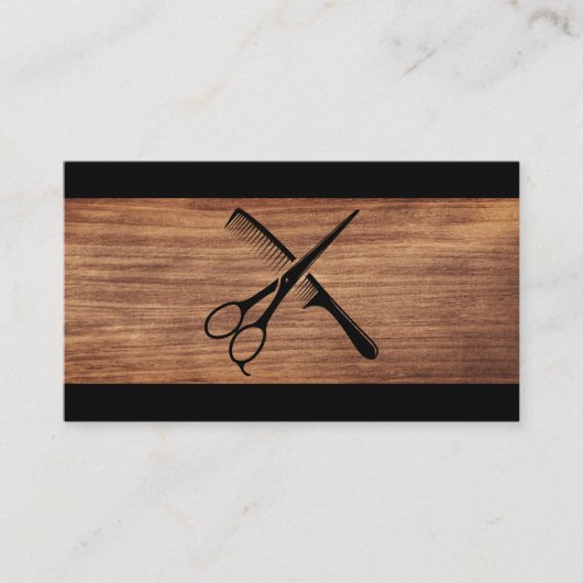 Schaar en kam | Hout Afsprakenkaartje (Voorkant)